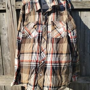 Men's Casual Plaid Button-Down Shirt - Brown Plaid